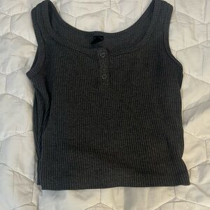 Dark Gray Ribbed Tank Top